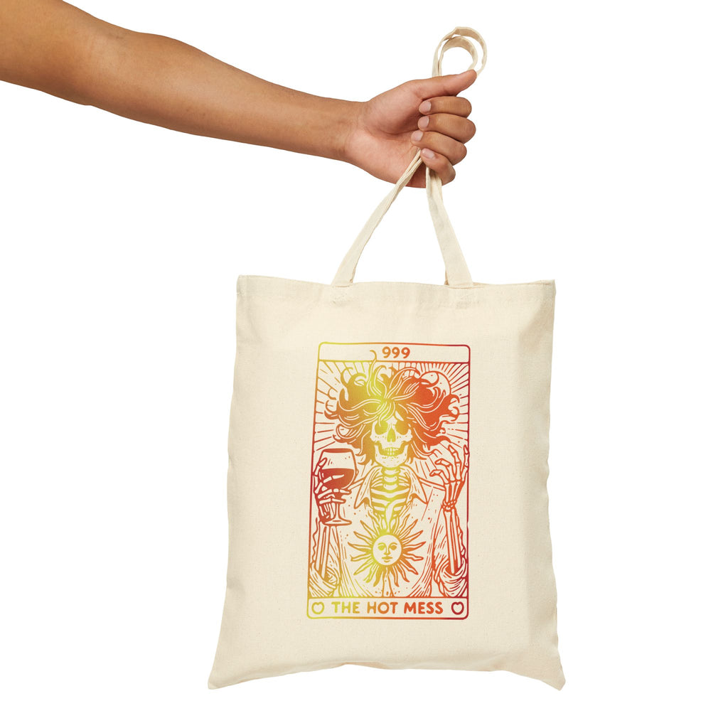 "The Hot Mess" Tarot-Inspired Sun and Skeleton Canvas Tote Bag