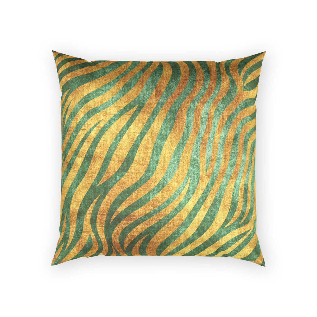 Lush Velvet Animal Print Pillow - Green and Gold Zebra Stripe Throw Pillow