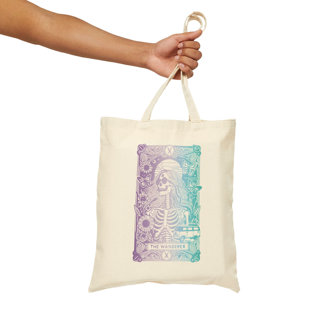 "The Wanderer" Tarot Skeleton Canvas Tote Bag