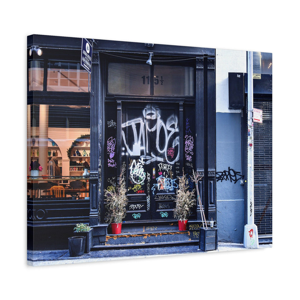 City Scape Photo Art Canvas - Graffiti Doorways Gallery Wrap