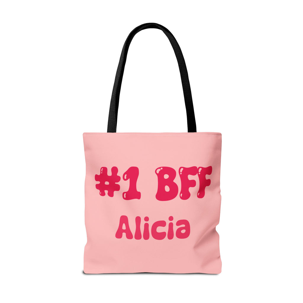 Personalizable Bestie Tote Bag - Strawberry Milk Pink Hearted Tote