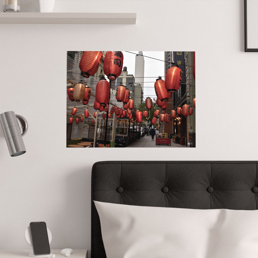 Urban Streetscape Photo - Red Lanterns Satin Poster