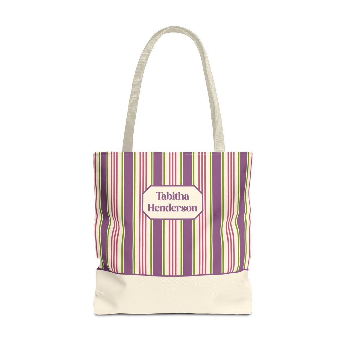Colorful Striped Tote Bag – Personalizable Purple Pink and Green Tote