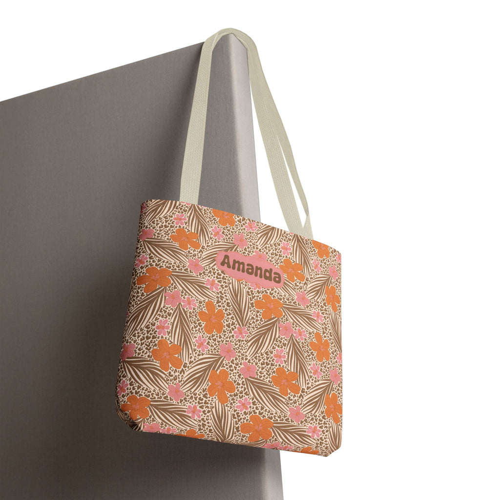 Personalizable Tropical Tote - Pink and Orange Floral Bag