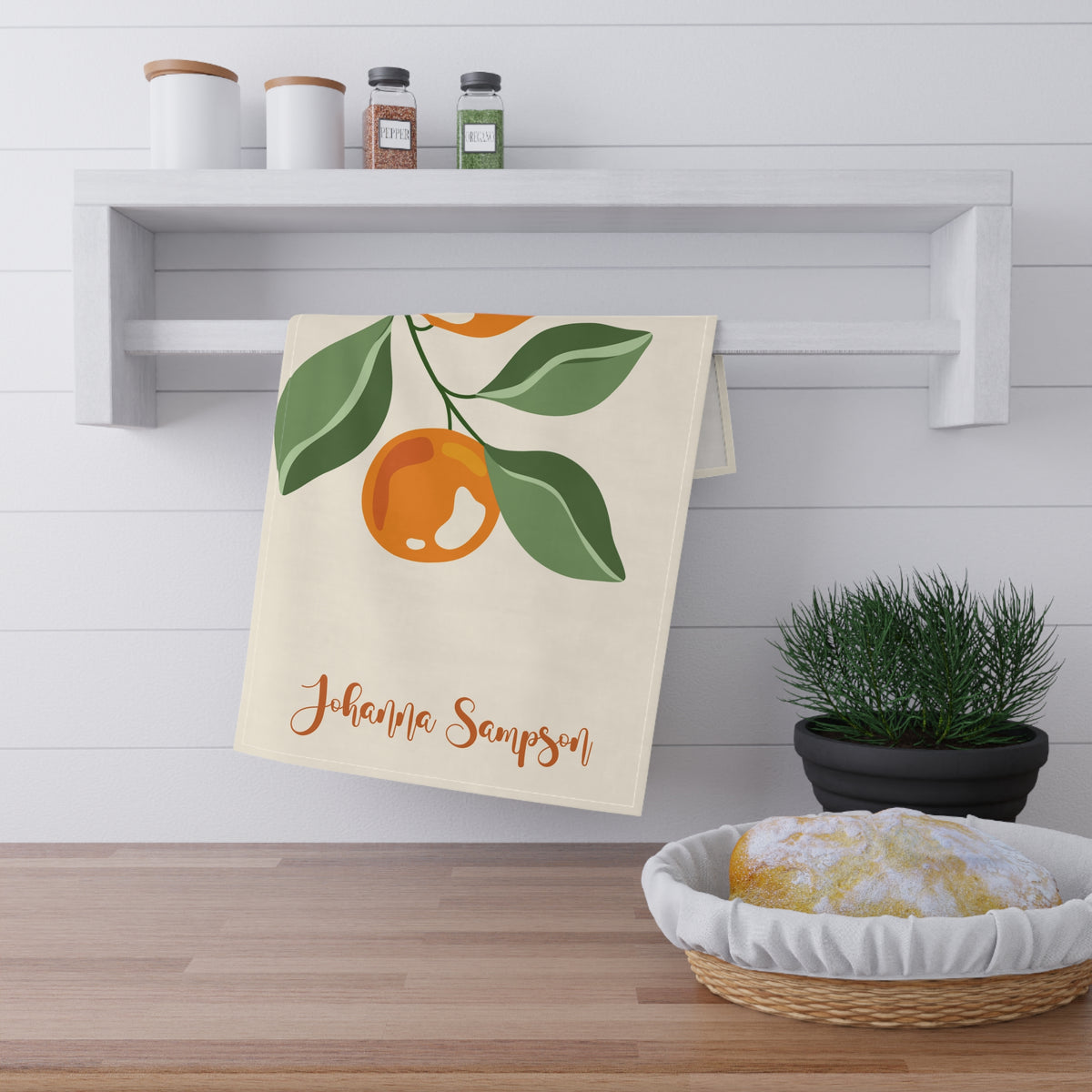Personalized Citrus Tea Towel - Custom Name and Monogram Kitchen Towel