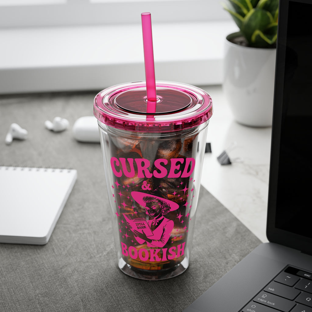 Cursed and Bookish 16oz Tumbler with Straw - Witchy Reader Gift