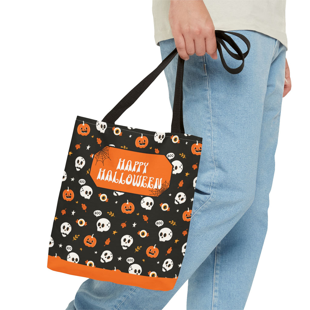 Halloween Pumpkin and Skulls Personalizable Trick-or-Treat Candy Bag