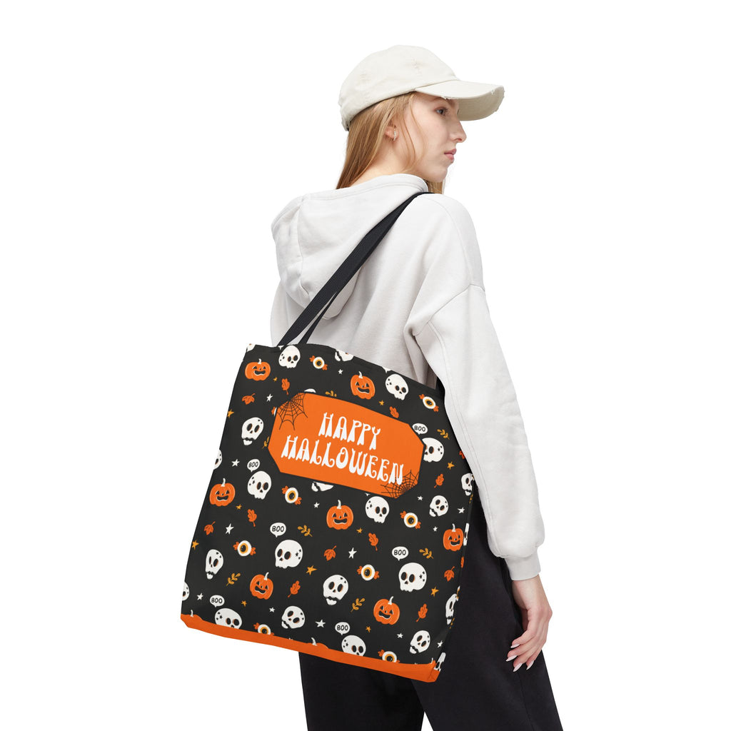 Halloween Pumpkin and Skulls Personalizable Trick-or-Treat Candy Bag