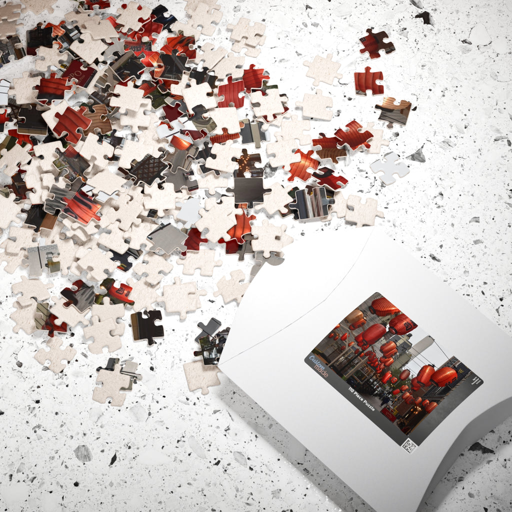 Urban Streetscape Photo Puzzle - Red Lanterns Puzzle- 110, 252, or 520 pieces