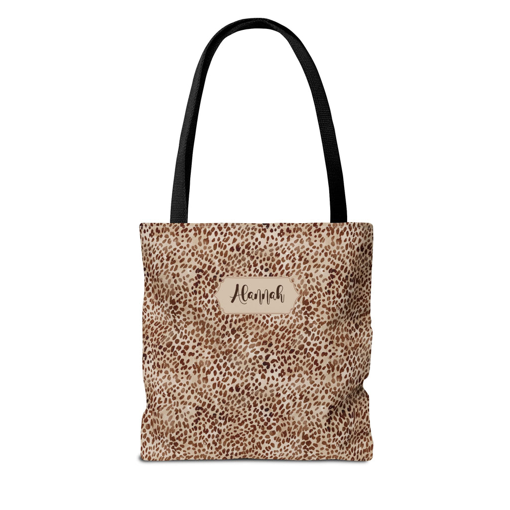 Personalizable Animal Print Tote - Beige Leopard Carryall