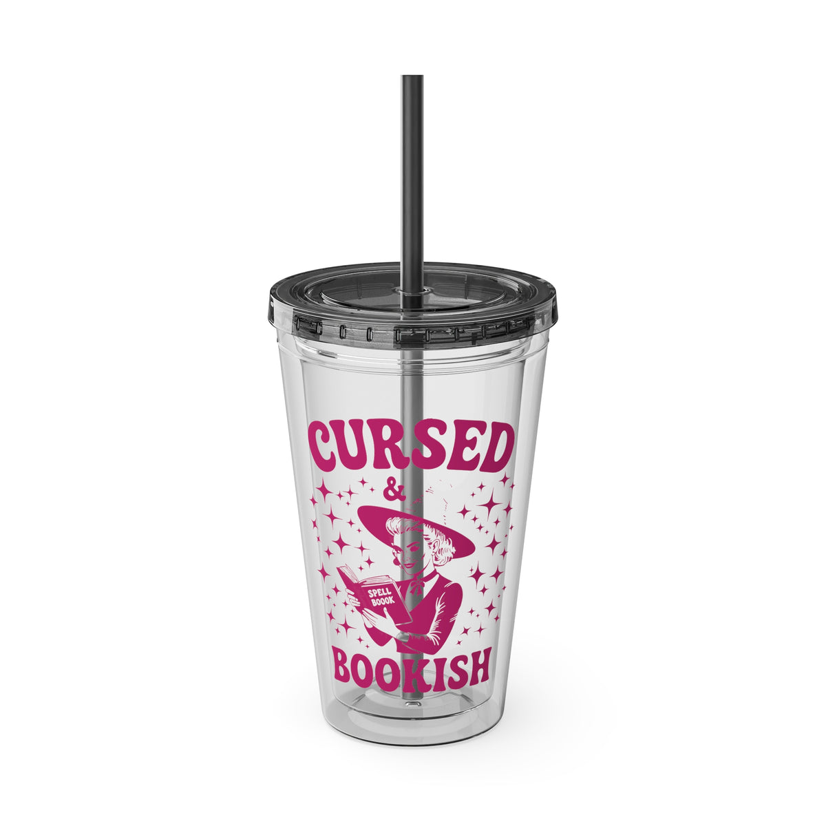 Cursed and Bookish 16oz Tumbler with Straw - Witchy Reader Gift