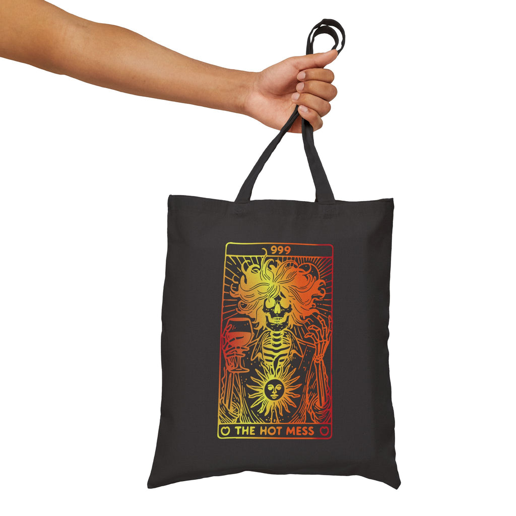 "The Hot Mess" Tarot-Inspired Sun and Skeleton Canvas Tote Bag