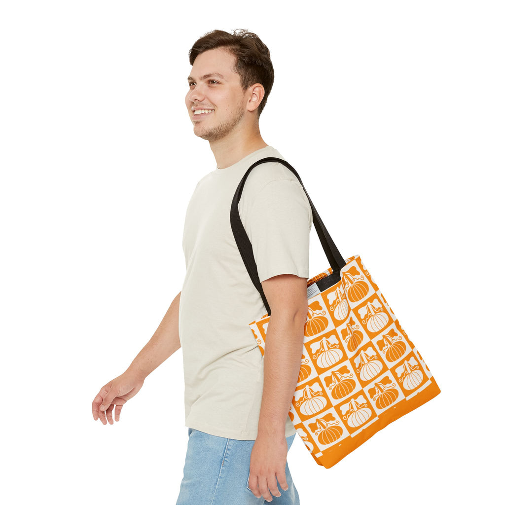 Pumpkin Patch Tote Bag - Autumn Harvest Checkerboard Carryall