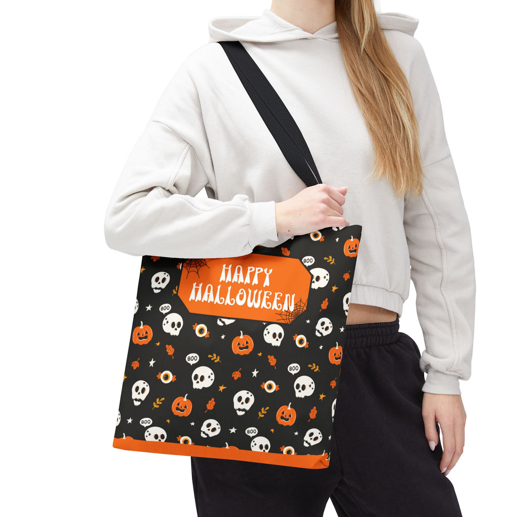 Halloween Pumpkin and Skulls Personalizable Trick-or-Treat Candy Bag