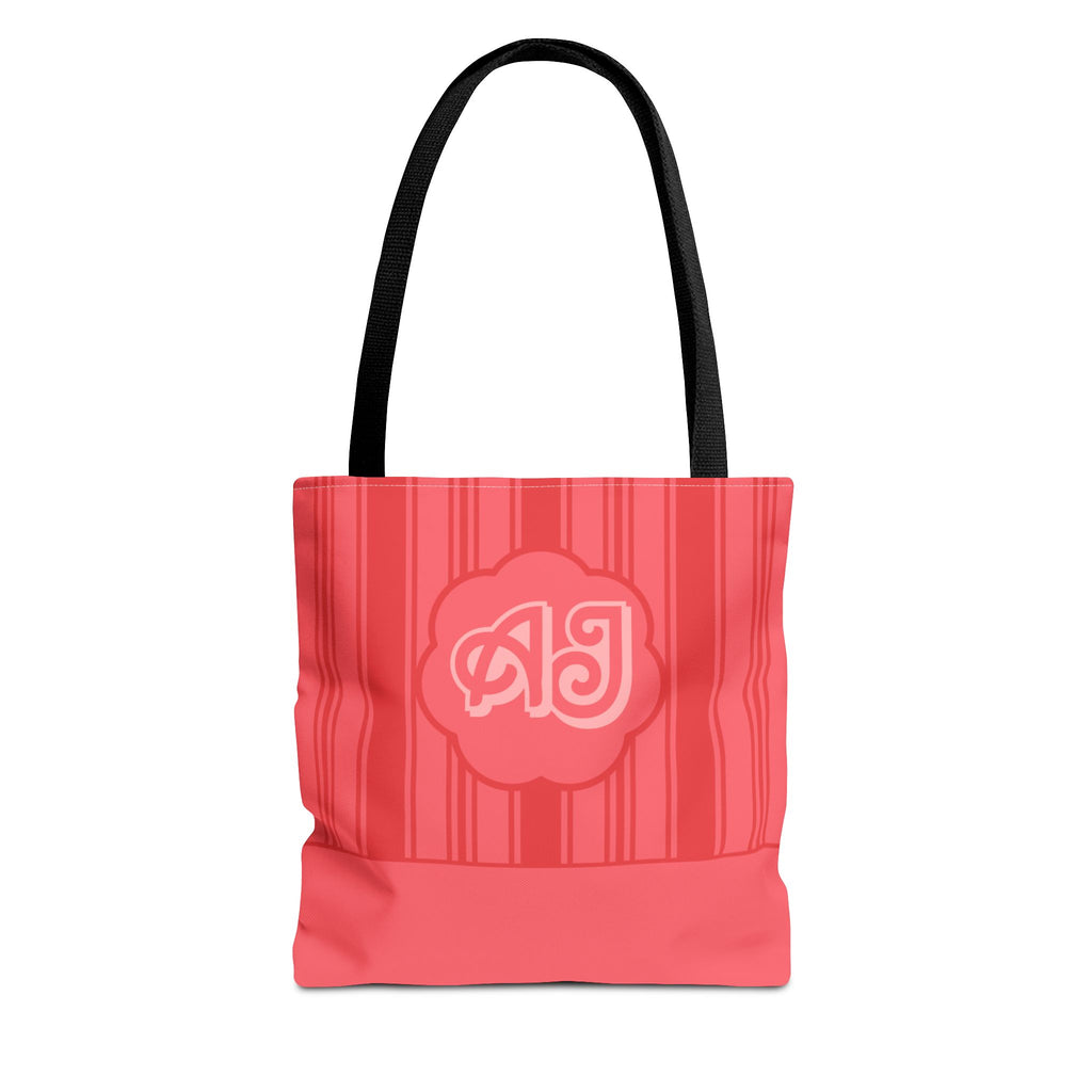 Monogram Pink Striped Tote Bag —Personalizable Market Tote