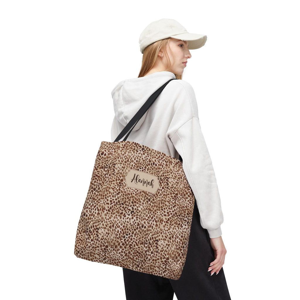 Personalizable Animal Print Tote - Beige Leopard Carryall