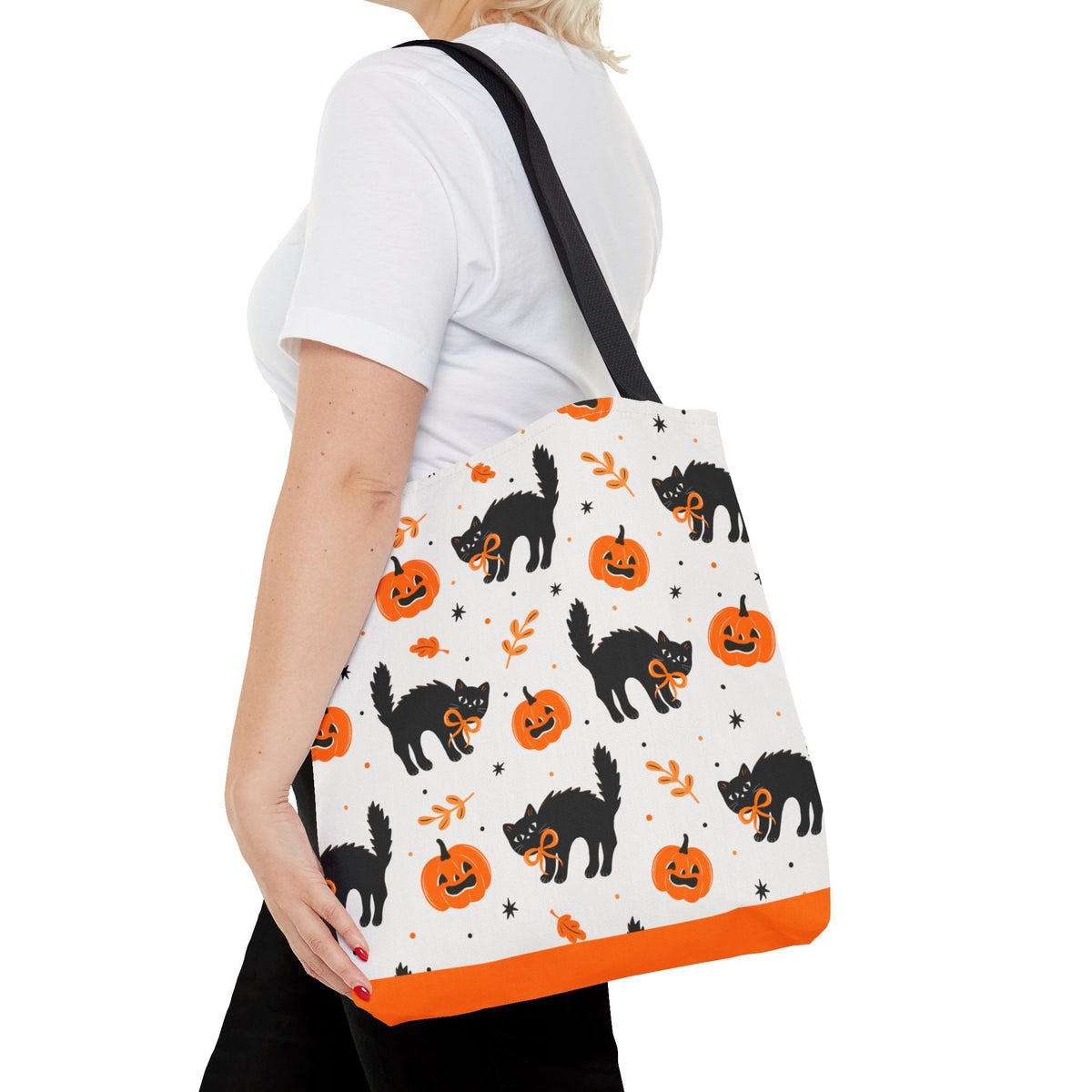 Cute Black Cats and Jack-O’-Lantern Halloween Tote Bag
