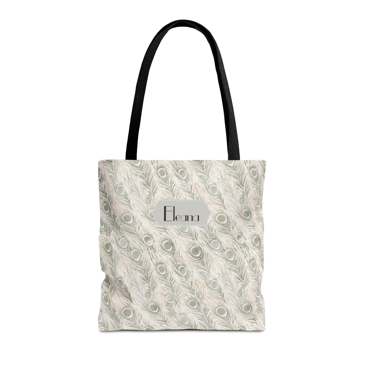 Personalizable Tote - Elegant Grey Peacock Feather Pattern Bag
