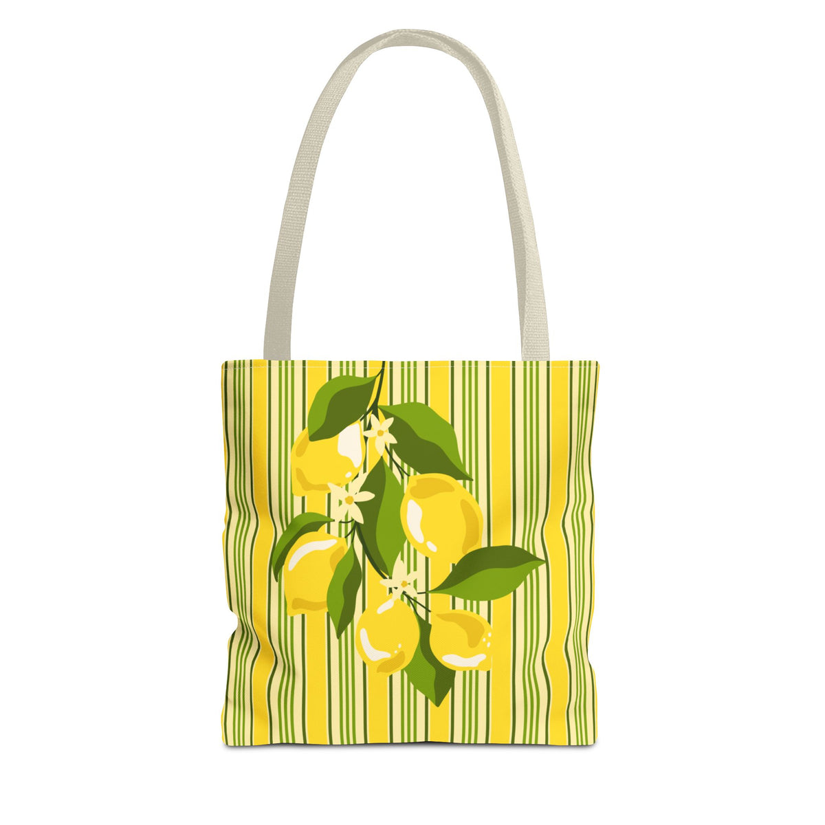 Lemon Stripe Tote Bag - Bright Citrus Summer Market Bag