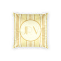 Personalizable Velvet Pillow - Butter Yellow Striped Monogram Pillow