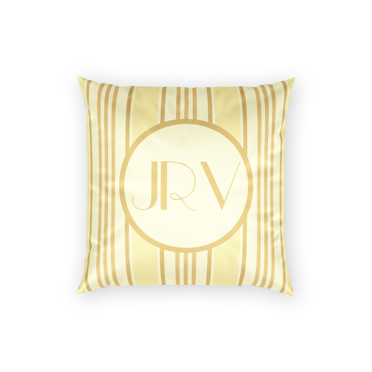 Personalizable Velvet Pillow - Butter Yellow Striped Monogram Pillow