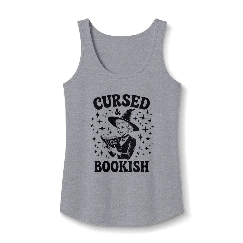 Cursed and Bookish Tank Top - Retro Witchy Book Lover Graphic Tank