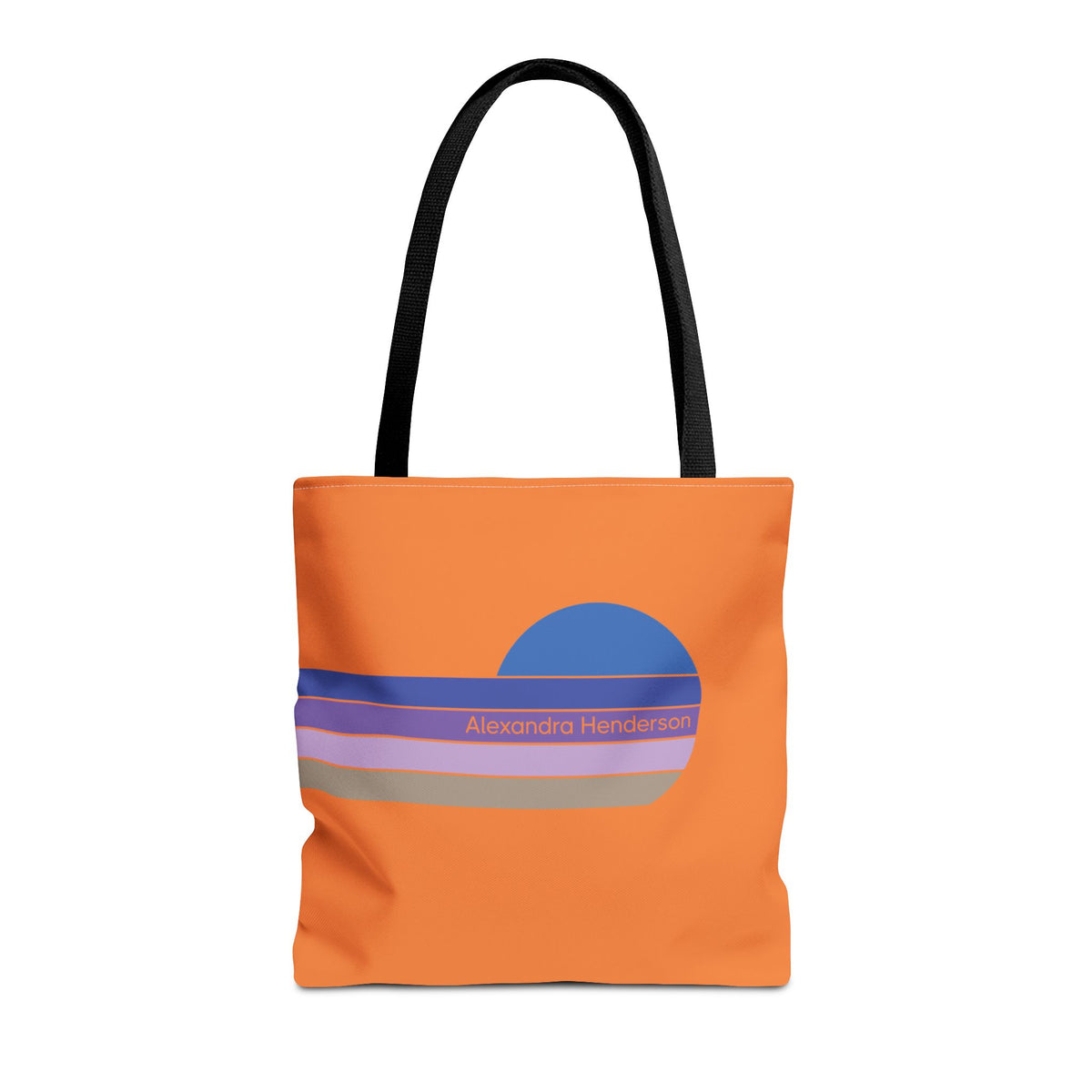 Orange Sunset Stripe Tote Bag – Retro Personalized Name Beach and Market Tote