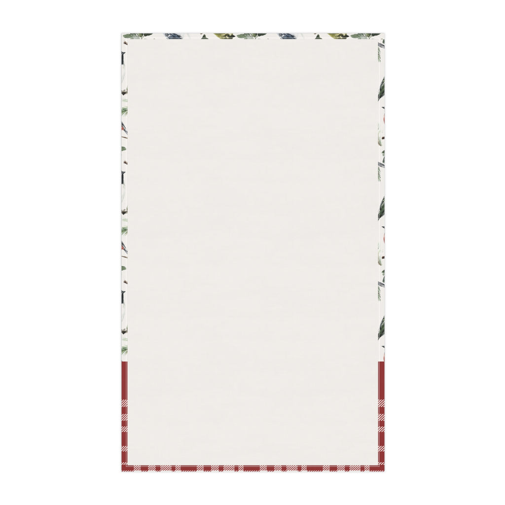Personalized Country Kitchen Tea Towel - Robin and Berry Patterned Plaid Towel