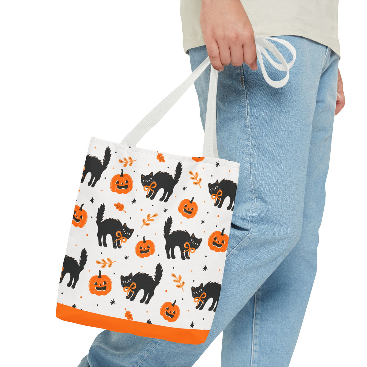 Cute Black Cats and Jack-O’-Lantern Halloween Tote Bag