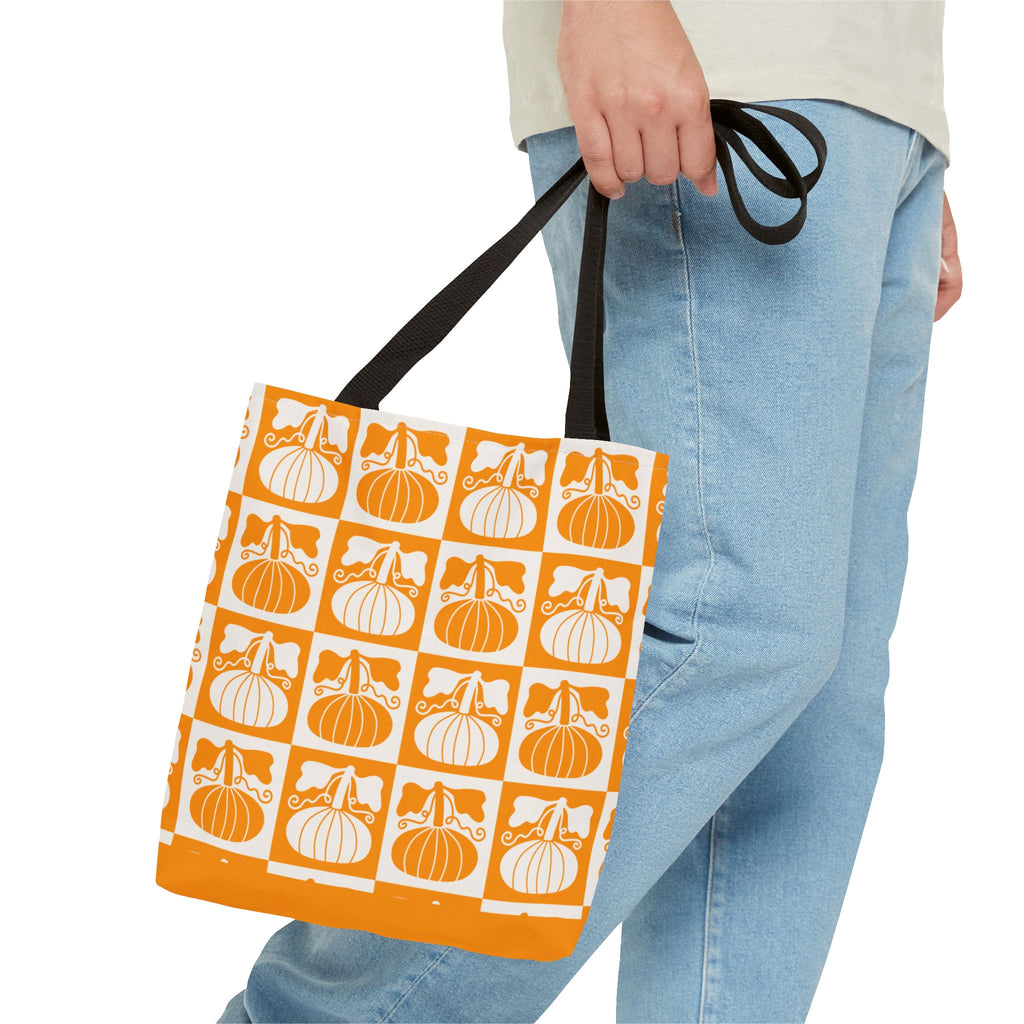 Pumpkin Patch Tote Bag - Autumn Harvest Checkerboard Carryall