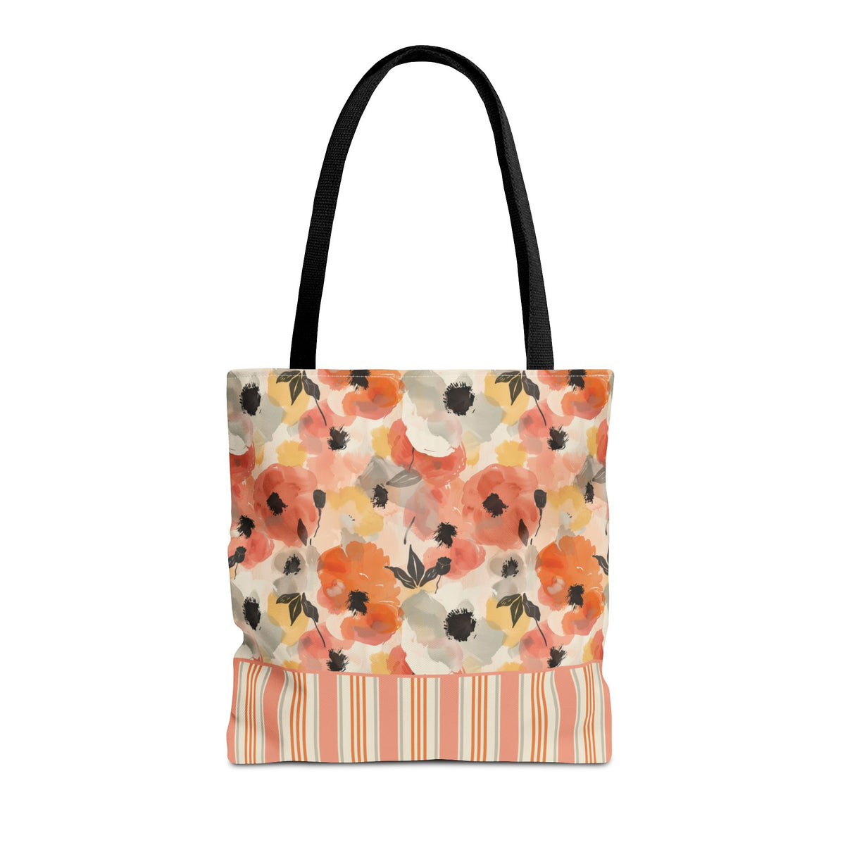 Floral Watercolor Stripe Tote Bag – Peach Blossom Beach and Market Bag