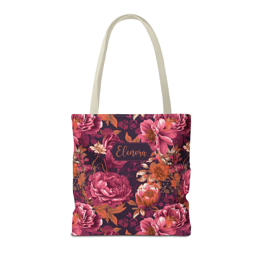 Personalizable Floral Maximalist Tote - Vivid Magenta and Orange Print Bag