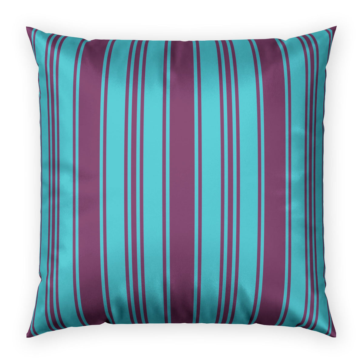 Velvet Ticking Stripe Pillow - Violet and Teal Decorative Throw Pillow