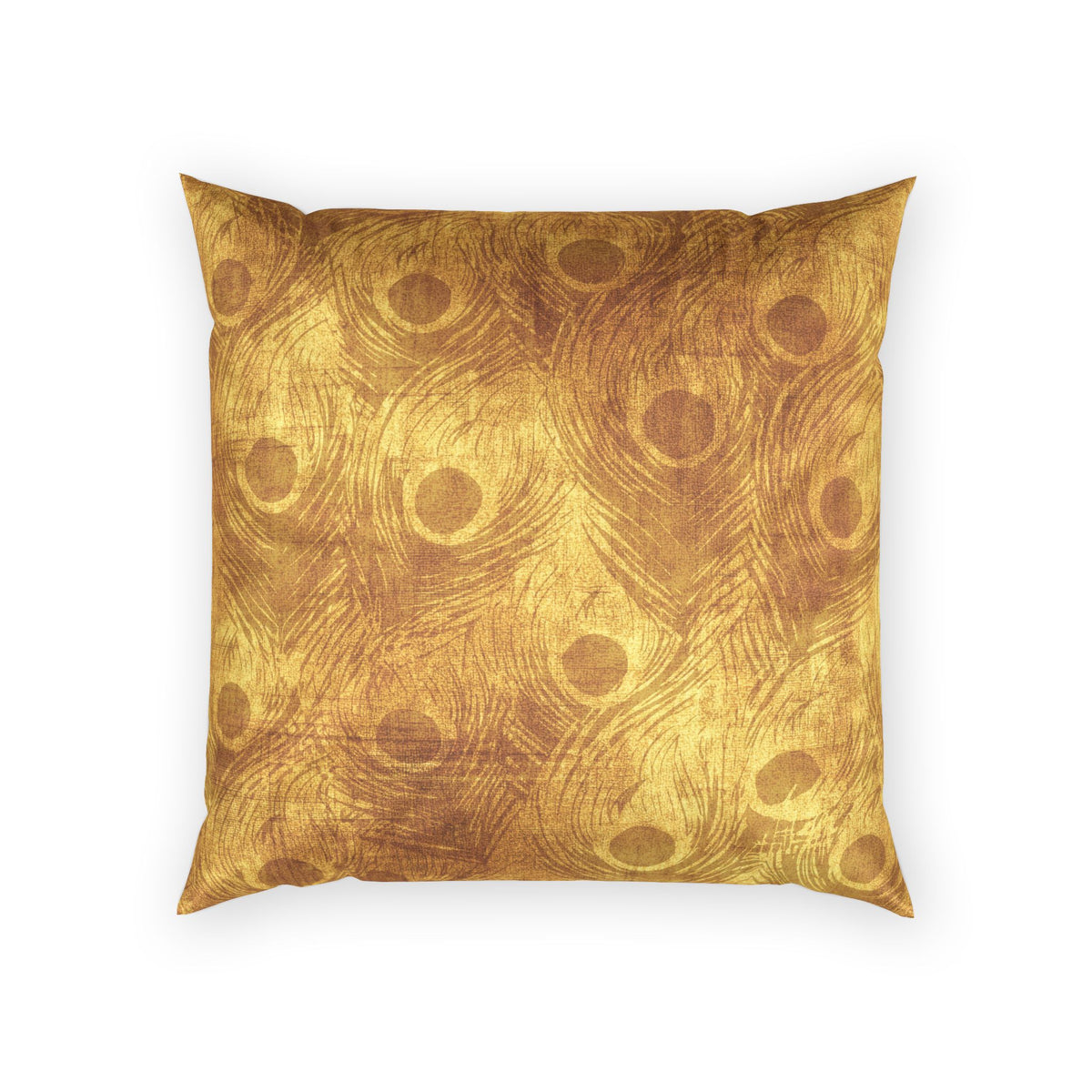 Peacock Accent Pillow - Decorative Gold Feather Velvet Pillow