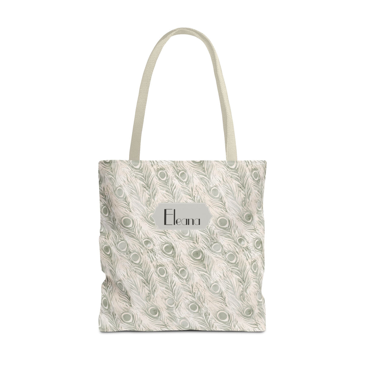 Personalizable Tote - Elegant Grey Peacock Feather Pattern Bag