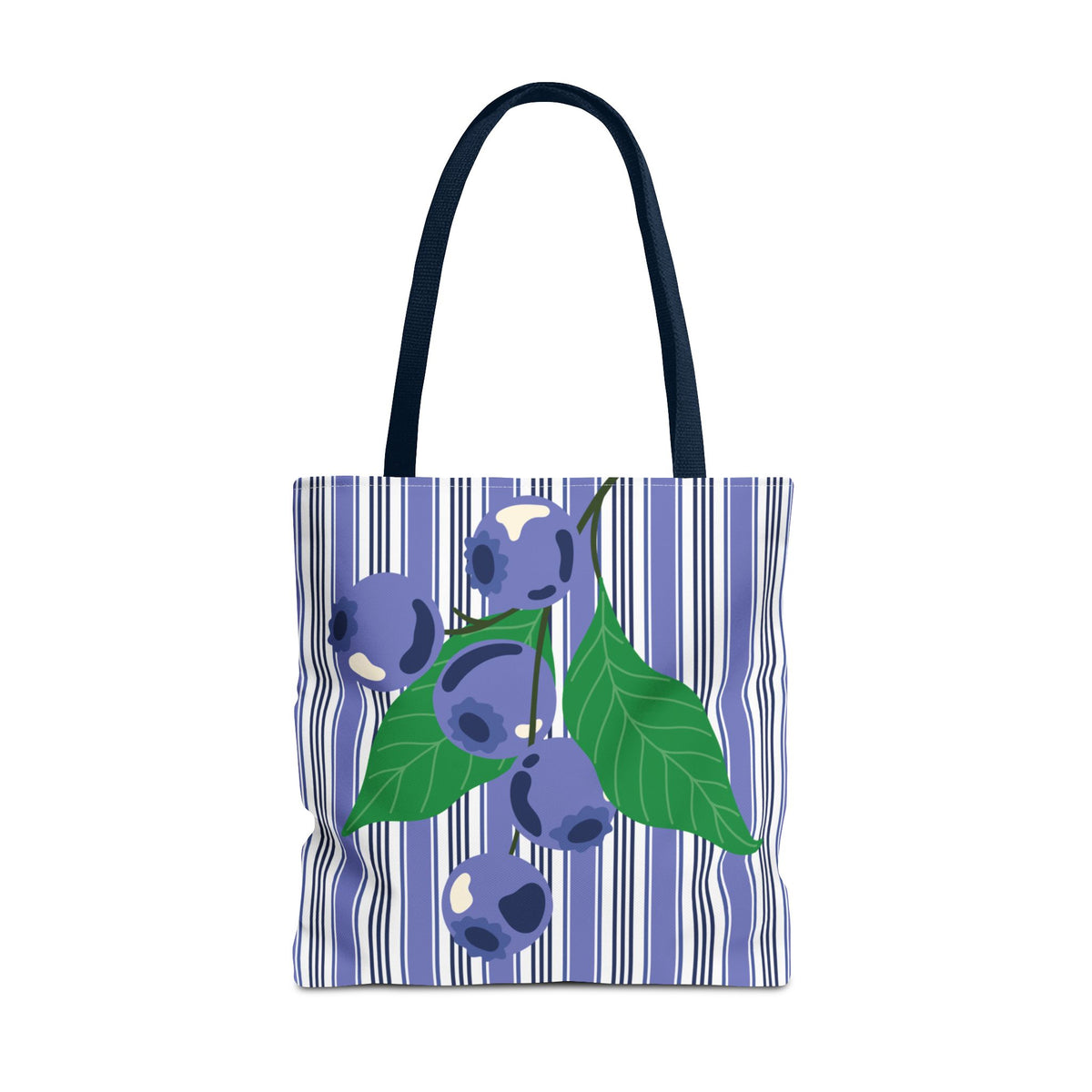 Blueberry Stripe Tote Bag - Summer Fruit Market Tote