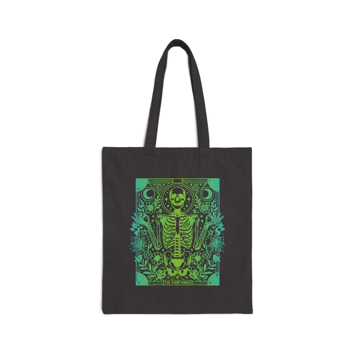 "The Overthinker" Skeleton Botanical Tote - Cotton Canvas Tarot Tote Bag