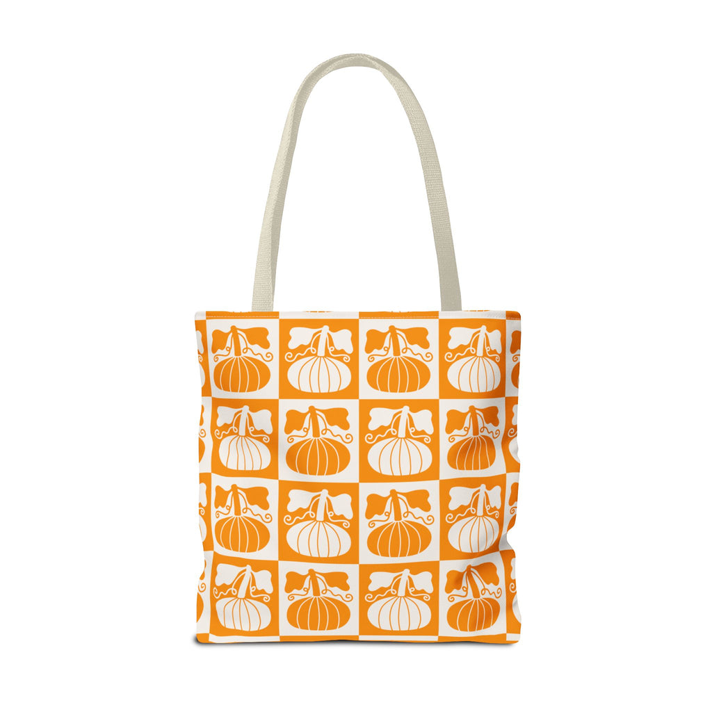 Pumpkin Patch Tote Bag - Autumn Harvest Checkerboard Carryall