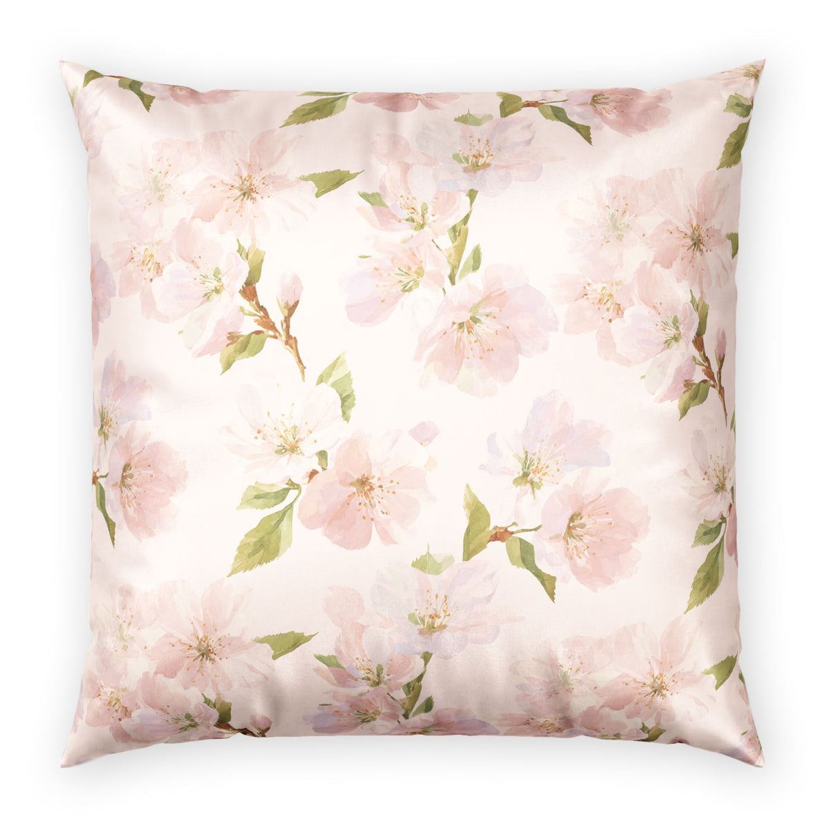 Cherry Blossom Throw Pillow - Light Pink Velvet Decorative Pillow