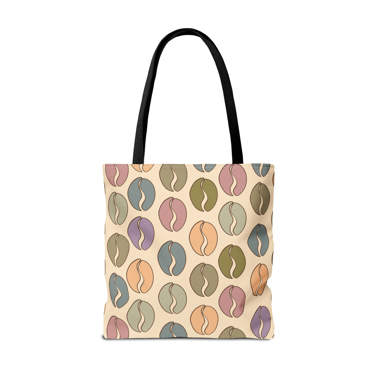 Colorful Coffee Tote Bag - Coffee Lover's Bean Bag in Cream