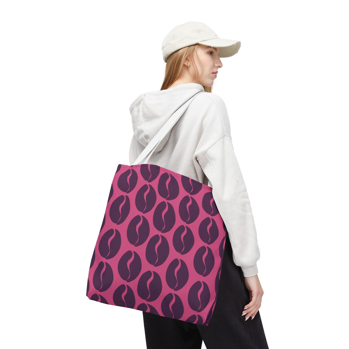 Coffee Lover's Tote - Grape on Pink Coffee Vibes Tote Bag