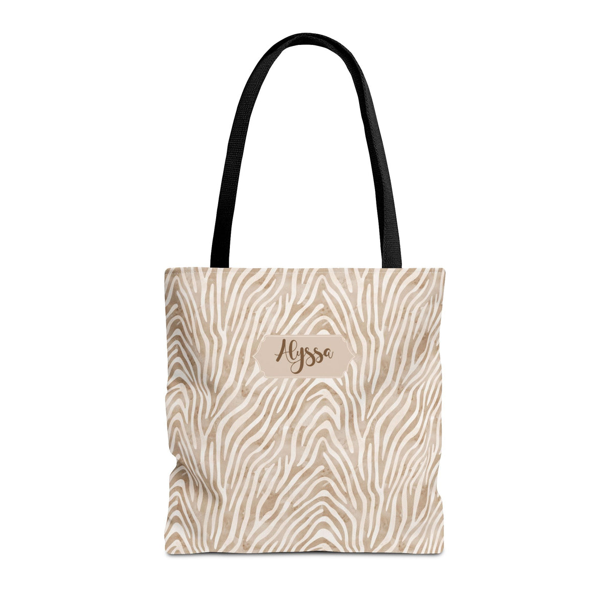 Personalizable Animal Print Bag - Beige Zebra Patterned Tote