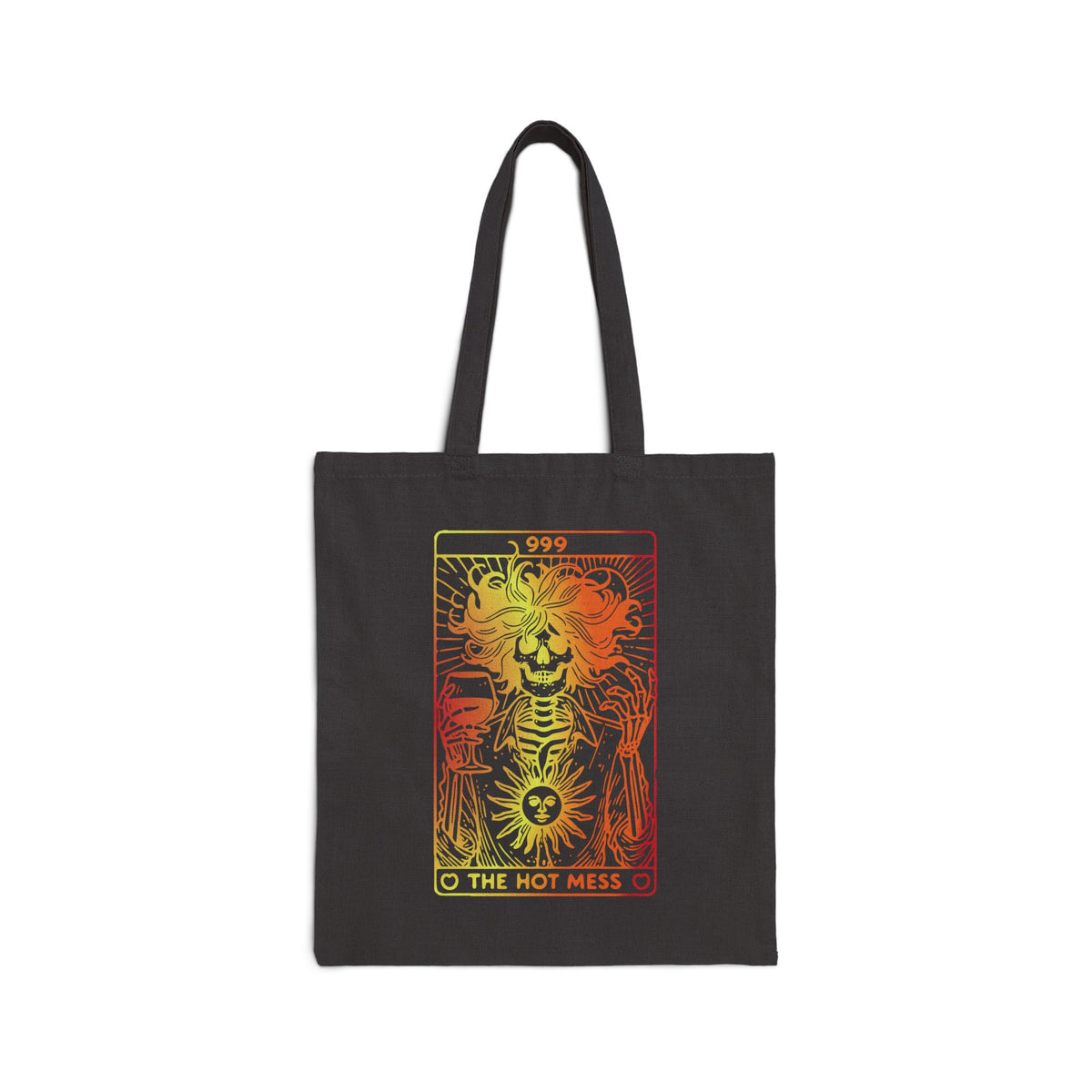 "The Hot Mess" Tarot-Inspired Sun and Skeleton Canvas Tote Bag