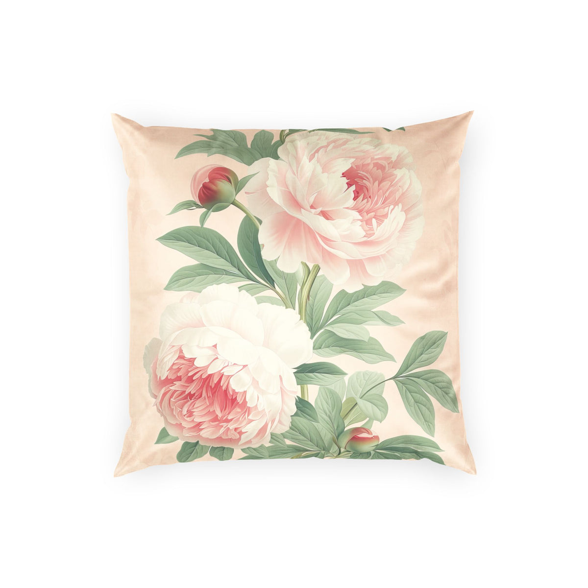 Floral Velvet Throw Pillow - Pink Peonies Vintage Decorative Pillow