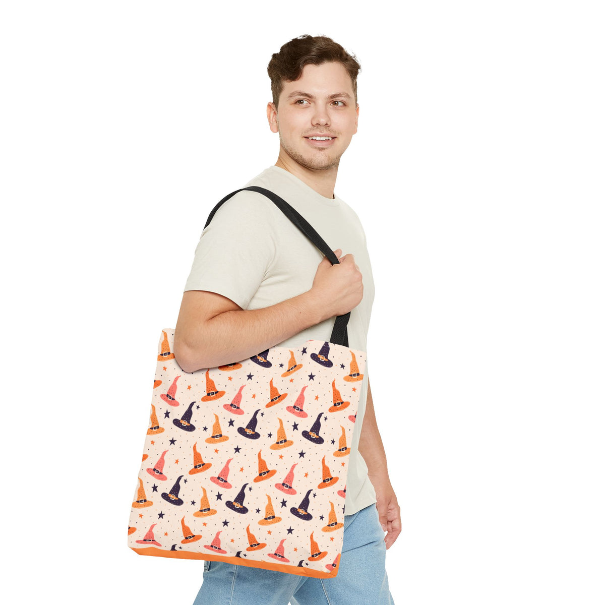 Halloween Witch Hat Tote Bag - Cute All-Over-Print Spooky Pattern