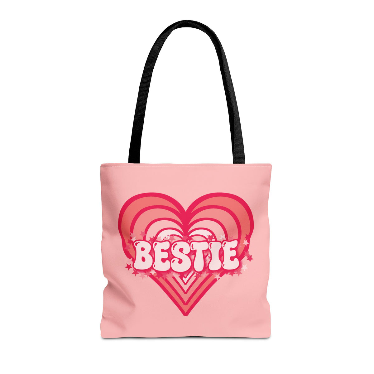 Personalizable Bestie Tote Bag - Strawberry Milk Pink Hearted Tote