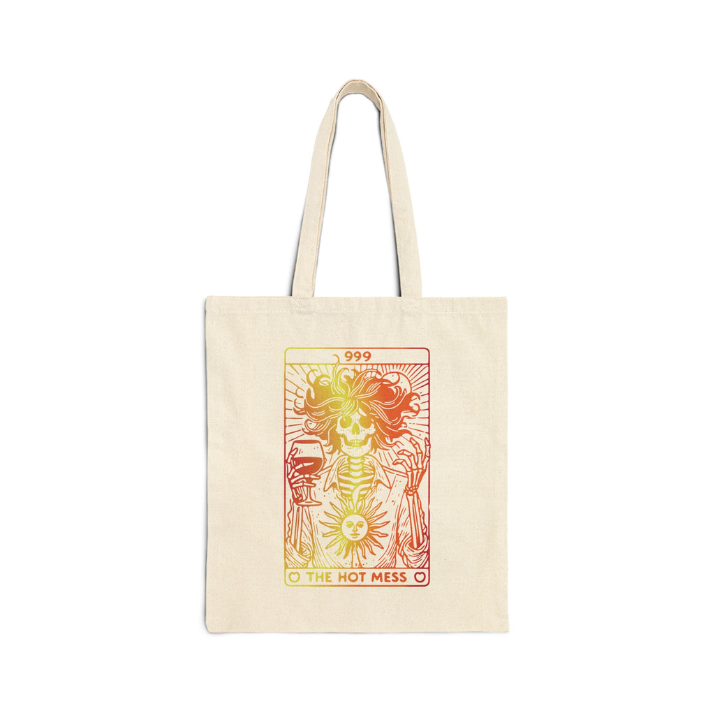 "The Hot Mess" Tarot-Inspired Sun and Skeleton Canvas Tote Bag