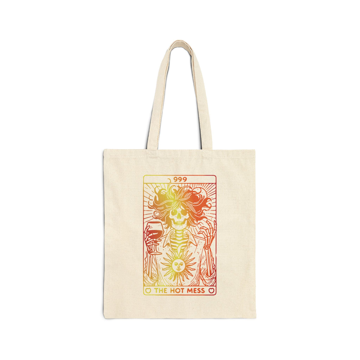 "The Hot Mess" Tarot-Inspired Sun and Skeleton Canvas Tote Bag