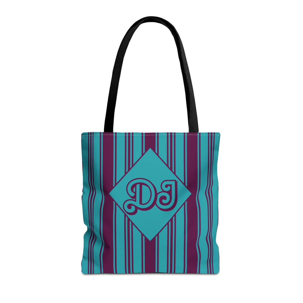 Striped Blue and Purple Monogram Bag - Vibrant Personalizable Market Tote