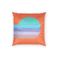 Retro Minimalist Orange Throw Pillow - Blue and Purple Sunrise on Vermilion Velvet Pillow